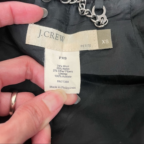 J. Crew Black Wool Blend Peacoat Jacket Size XSP - Picture 12 of 15